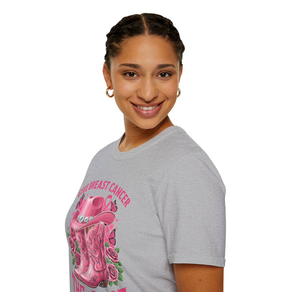 Give Breast Cancer the Boot | Pink Ribbon Floral Awareness Tee