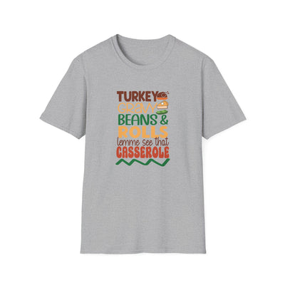 Turkey, Gravy, Beans & Rolls T-Shirt | Funny Thanksgiving Tee for Food Lovers