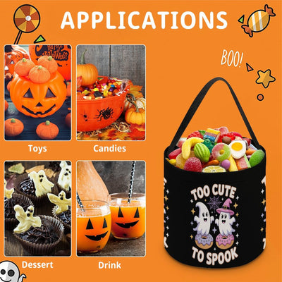 Kids Halloween Candy Bag – “Too Cute to Spook” Trick-or-Treat Tote