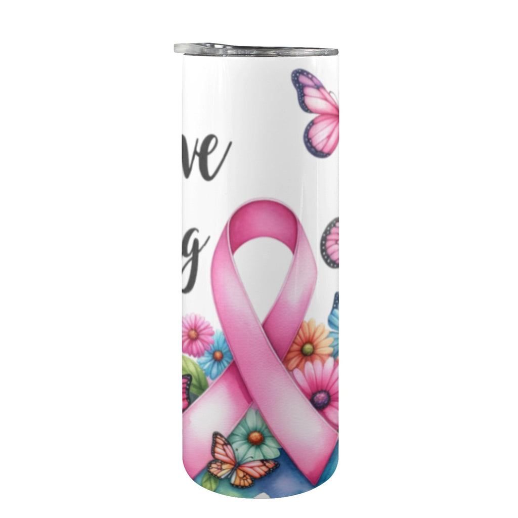 20 oz Breast Cancer Ribbon and Butterflies Tumbler