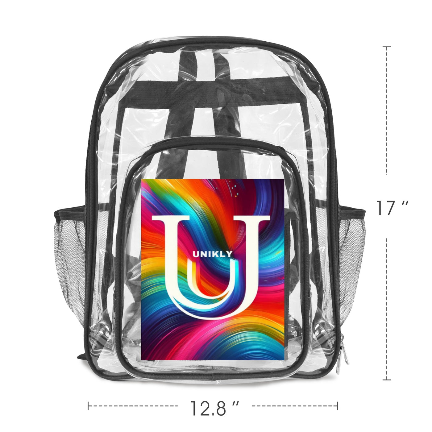 Custom Clear Backpack – Stylish & School-Approved with Personalized Front Panel 🌈✨