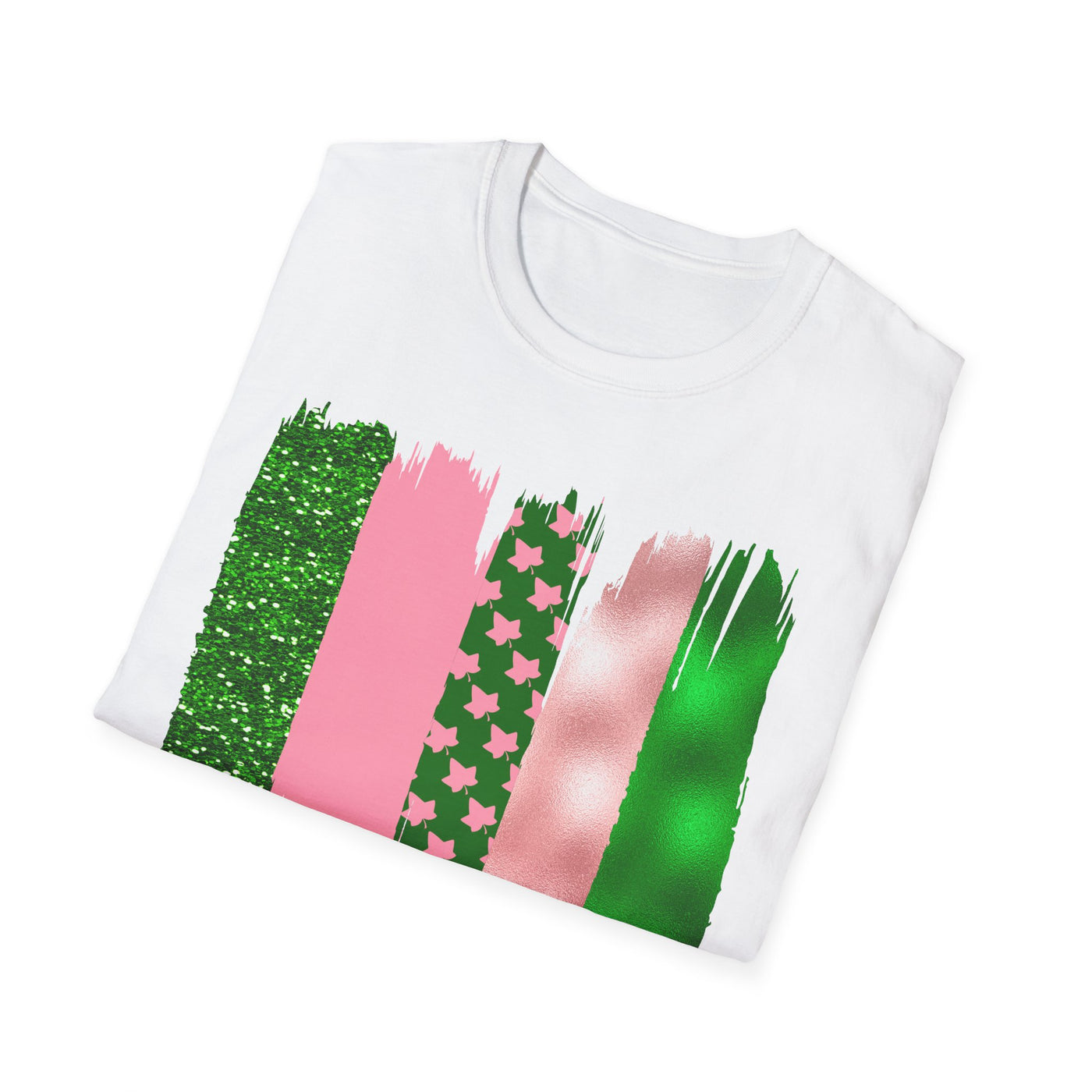 Pink & Green Brushstroke Sorority-Inspired T-Shirt – Glitter, Glam, & Greek Pride