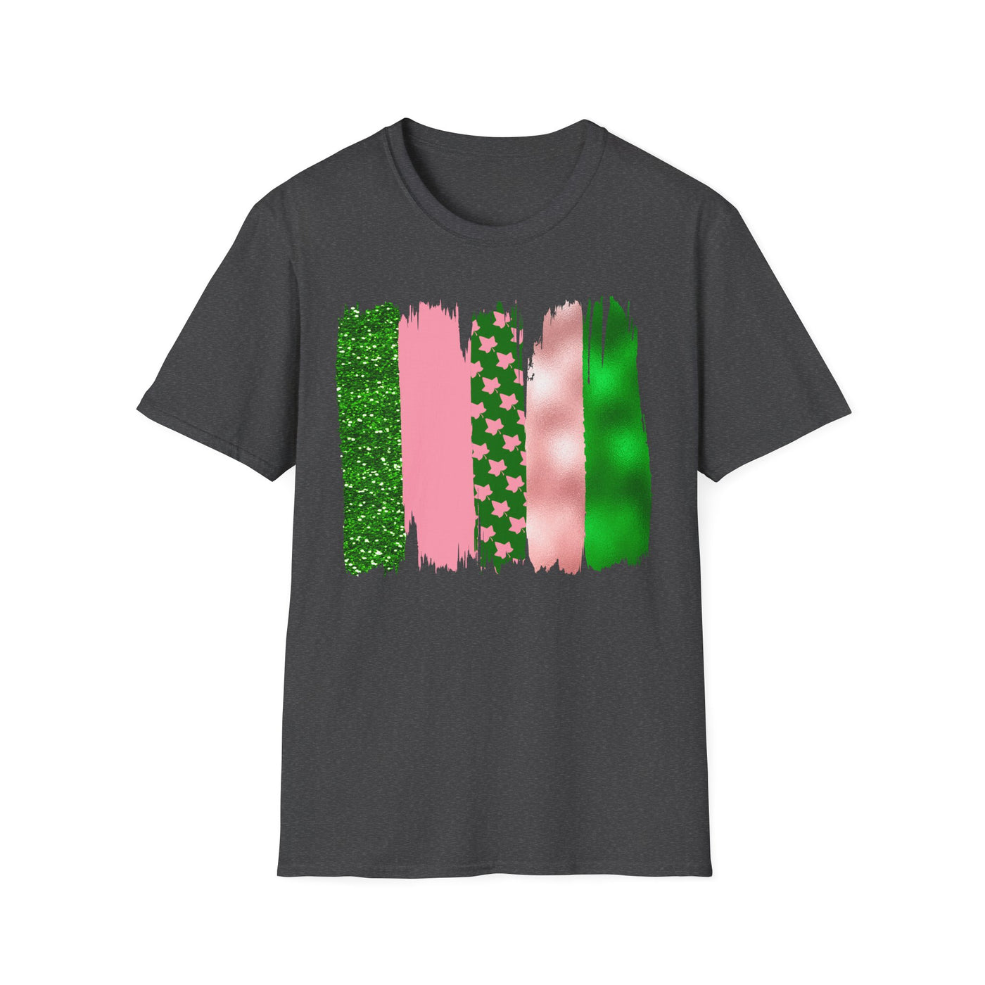 Pink & Green Brushstroke Sorority-Inspired T-Shirt – Glitter, Glam, & Greek Pride