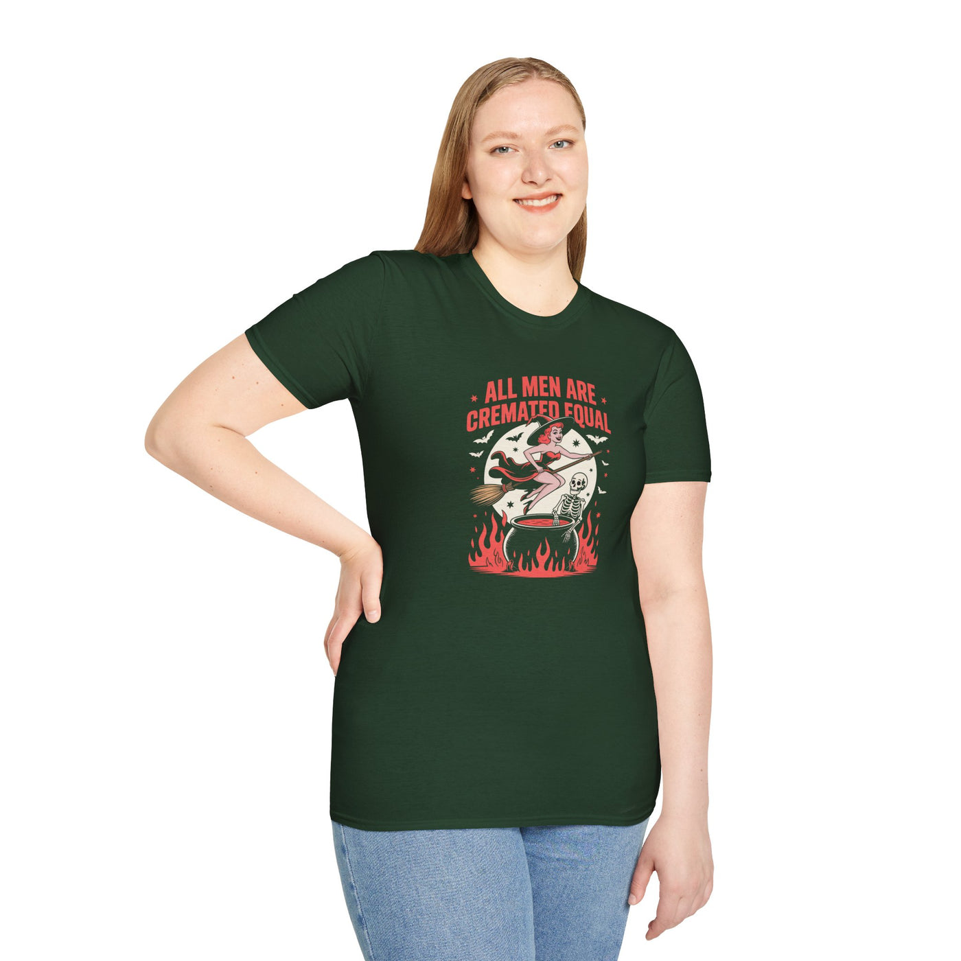 “All Men Are Cremated Equal” Funny Halloween Witch T-Shirt