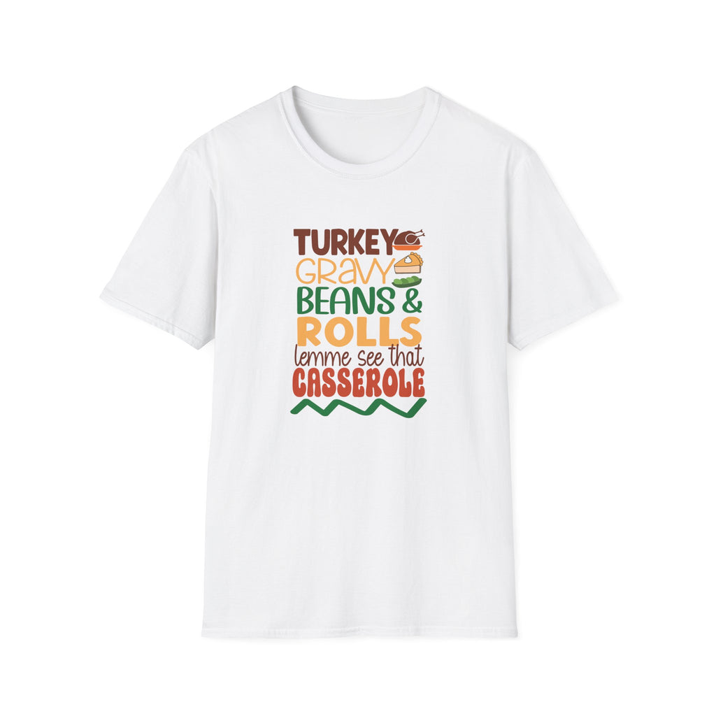 Turkey, Gravy, Beans & Rolls T-Shirt | Funny Thanksgiving Tee for Food Lovers