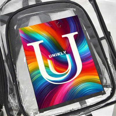 Custom Clear Backpack – Stylish & School-Approved with Personalized Front Panel 🌈✨