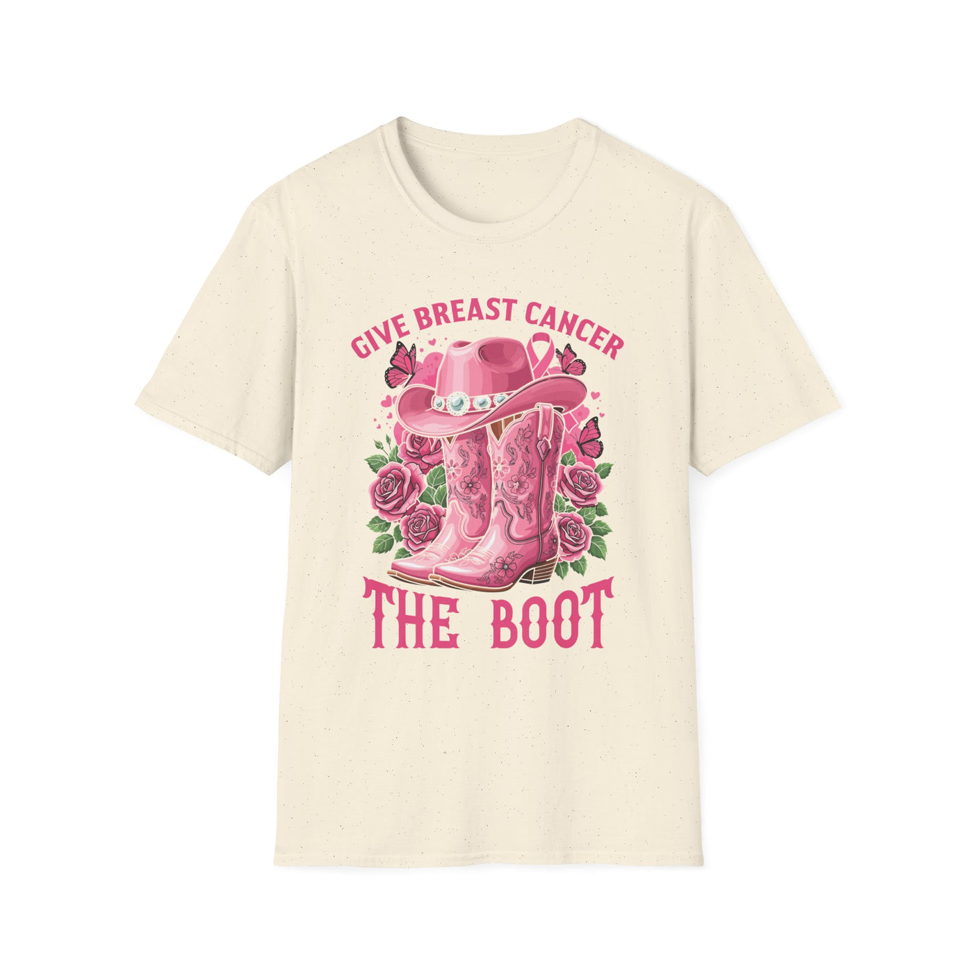 Give Breast Cancer the Boot | Pink Ribbon Floral Awareness Tee