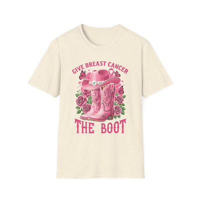 Give Breast Cancer the Boot | Pink Ribbon Floral Awareness Tee