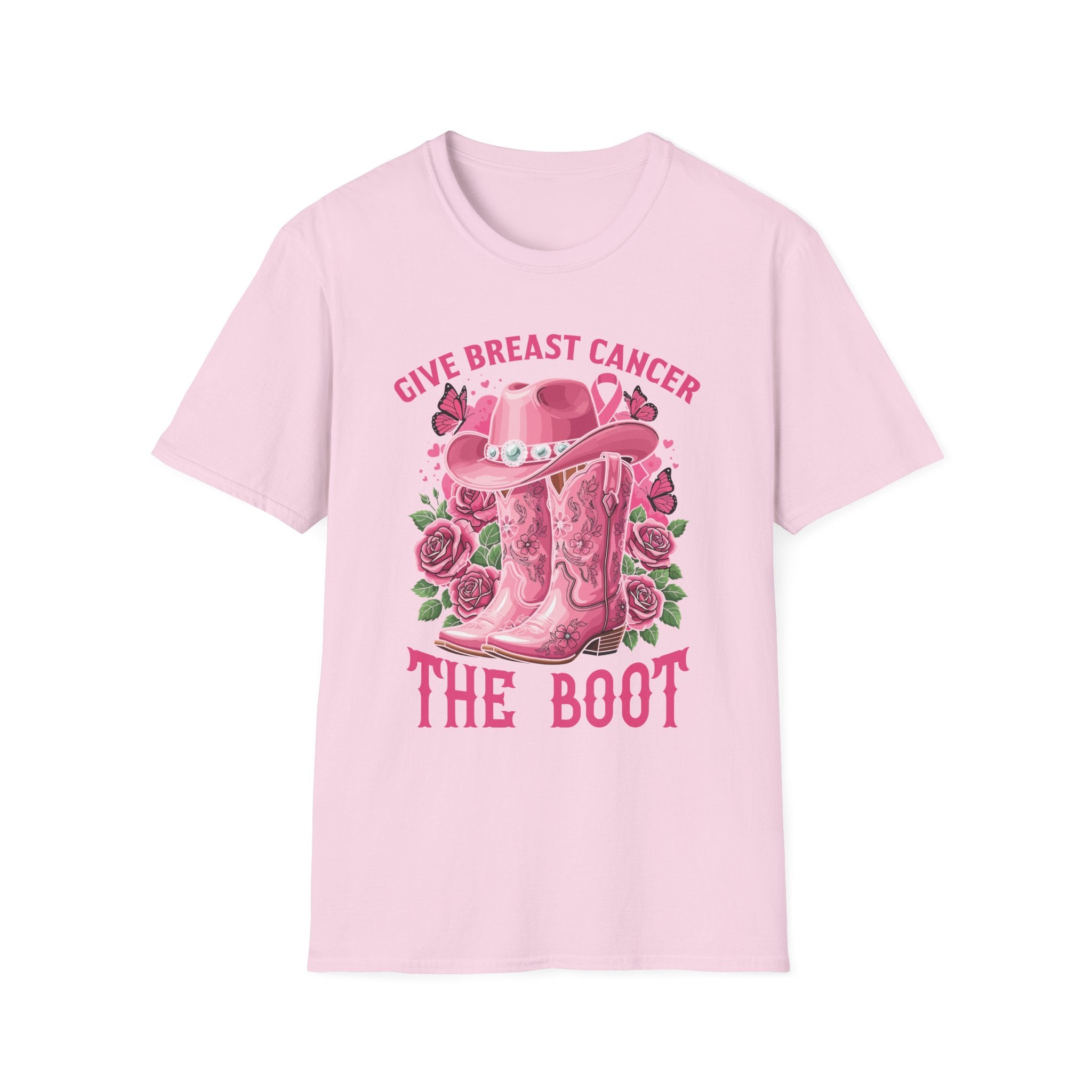 Give Breast Cancer the Boot | Pink Ribbon Floral Awareness Tee
