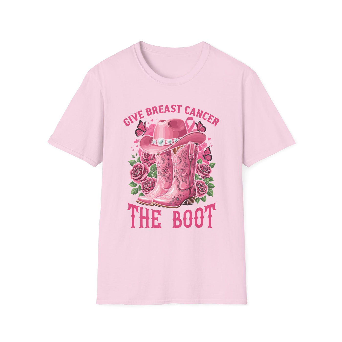 Give Breast Cancer the Boot | Pink Ribbon Floral Awareness Tee