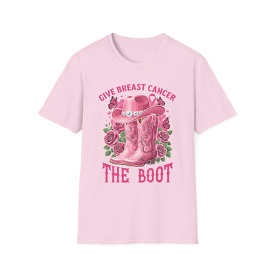 Give Breast Cancer the Boot | Pink Ribbon Floral Awareness Tee
