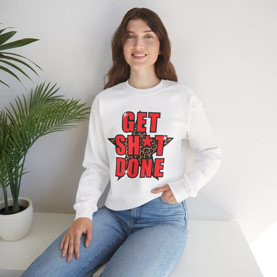 “Get Stuff Done” Motivational Graphic Sweatshirt | Bold Leopard Star Design