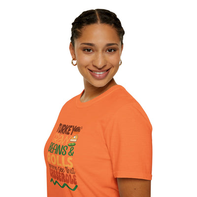 Turkey, Gravy, Beans & Rolls T-Shirt | Funny Thanksgiving Tee for Food Lovers