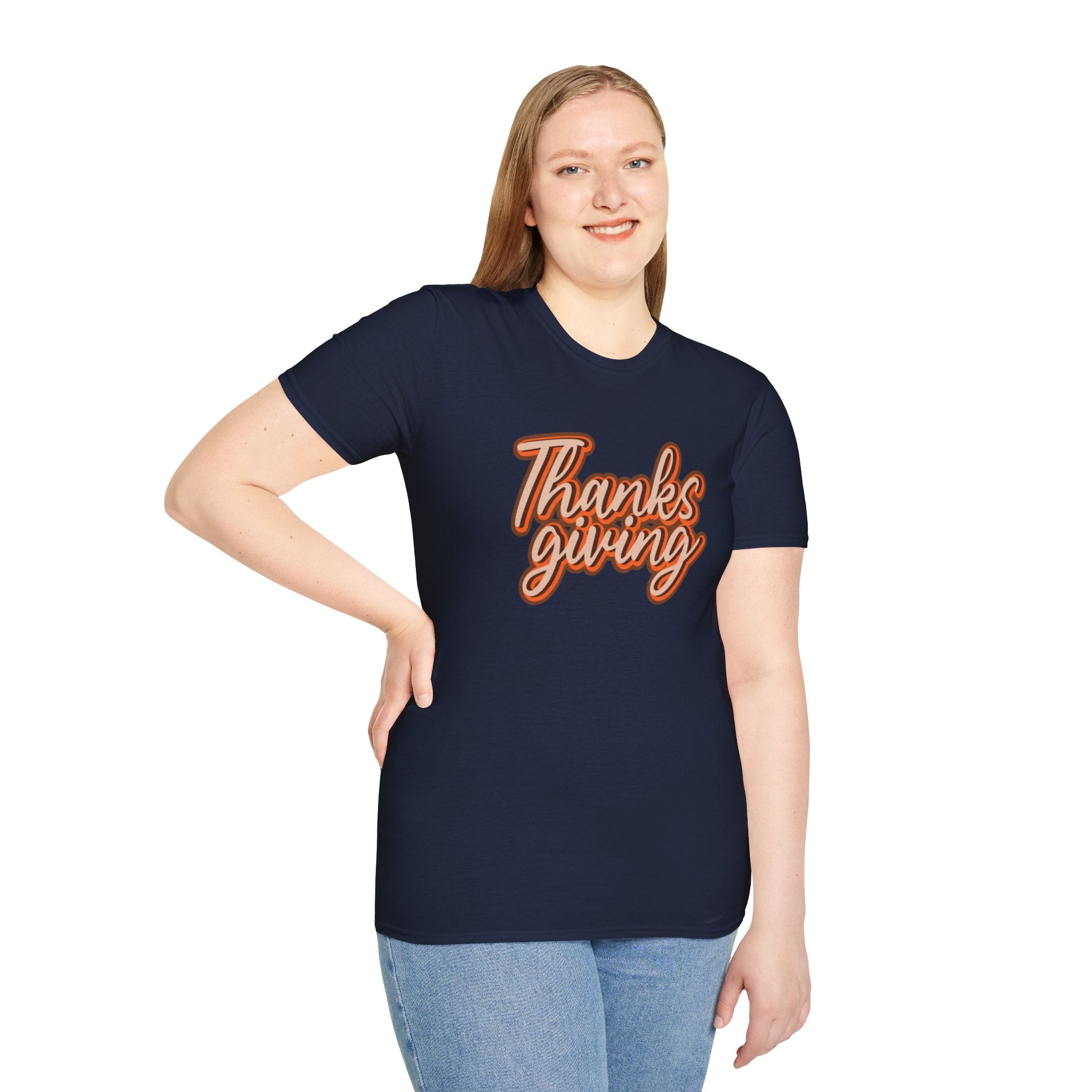 Thanksgiving Unisex Softstyle T-Shirt, Fall Festive Tee, Family Gathering Shirt, Autumn Celebration Apparel, Gratitude Gift