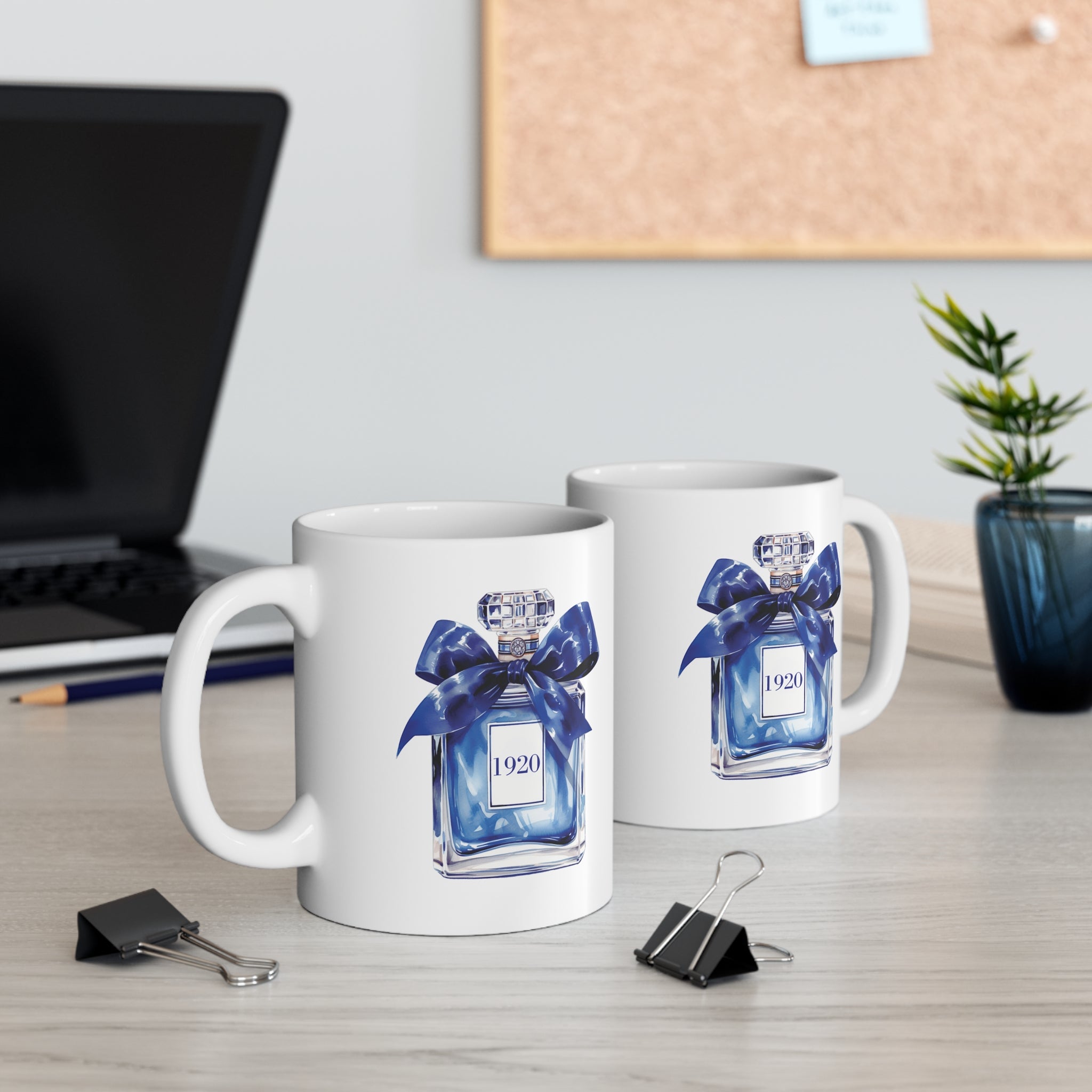 1920 Blue Ribbon Ceramic Coffee Cup - Sweet Scent of Sisterhood Mug