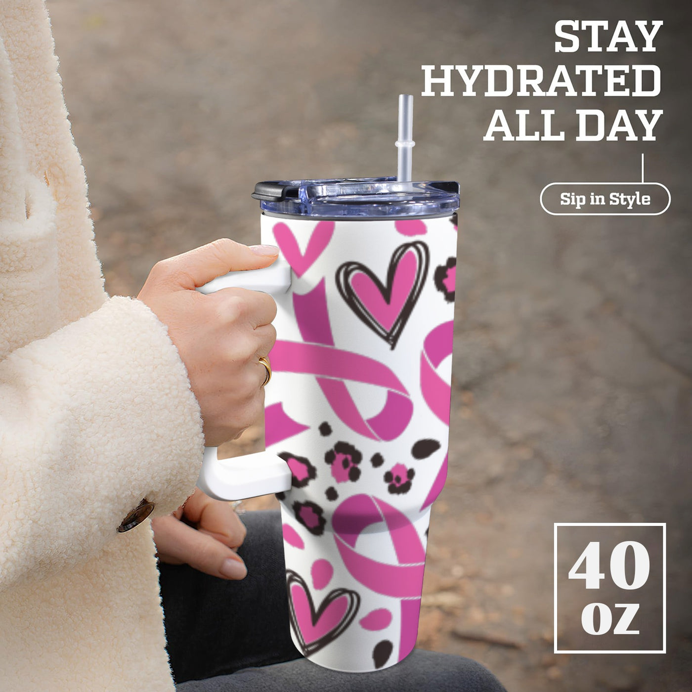 Breast Cancer Awareness Pink Ribbon Tumbler