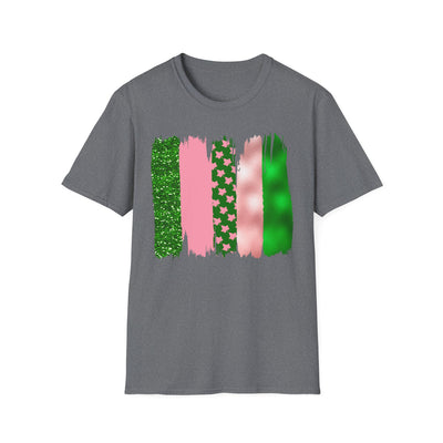 Pink & Green Brushstroke Sorority-Inspired T-Shirt – Glitter, Glam, & Greek Pride