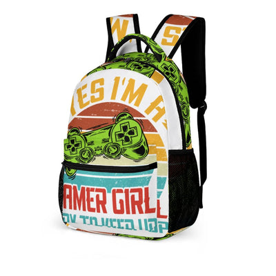 “Yes, I’m a Gamer Girl” Kids Backpack – Customizable & Perfect for School or Play! 🌈