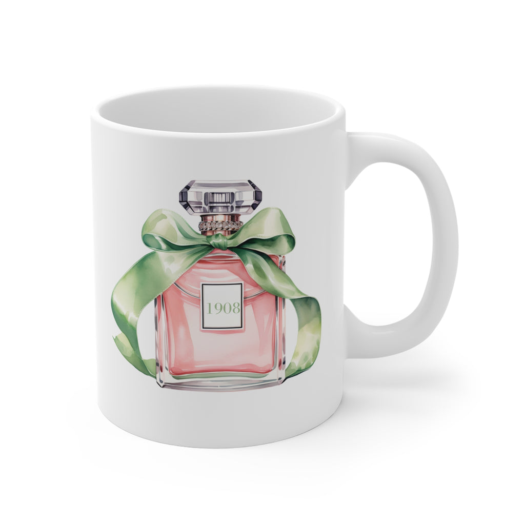 1908 Pink Ribbon Ceramic Coffee Cup - Sweet Scent of Sisterhood Mug