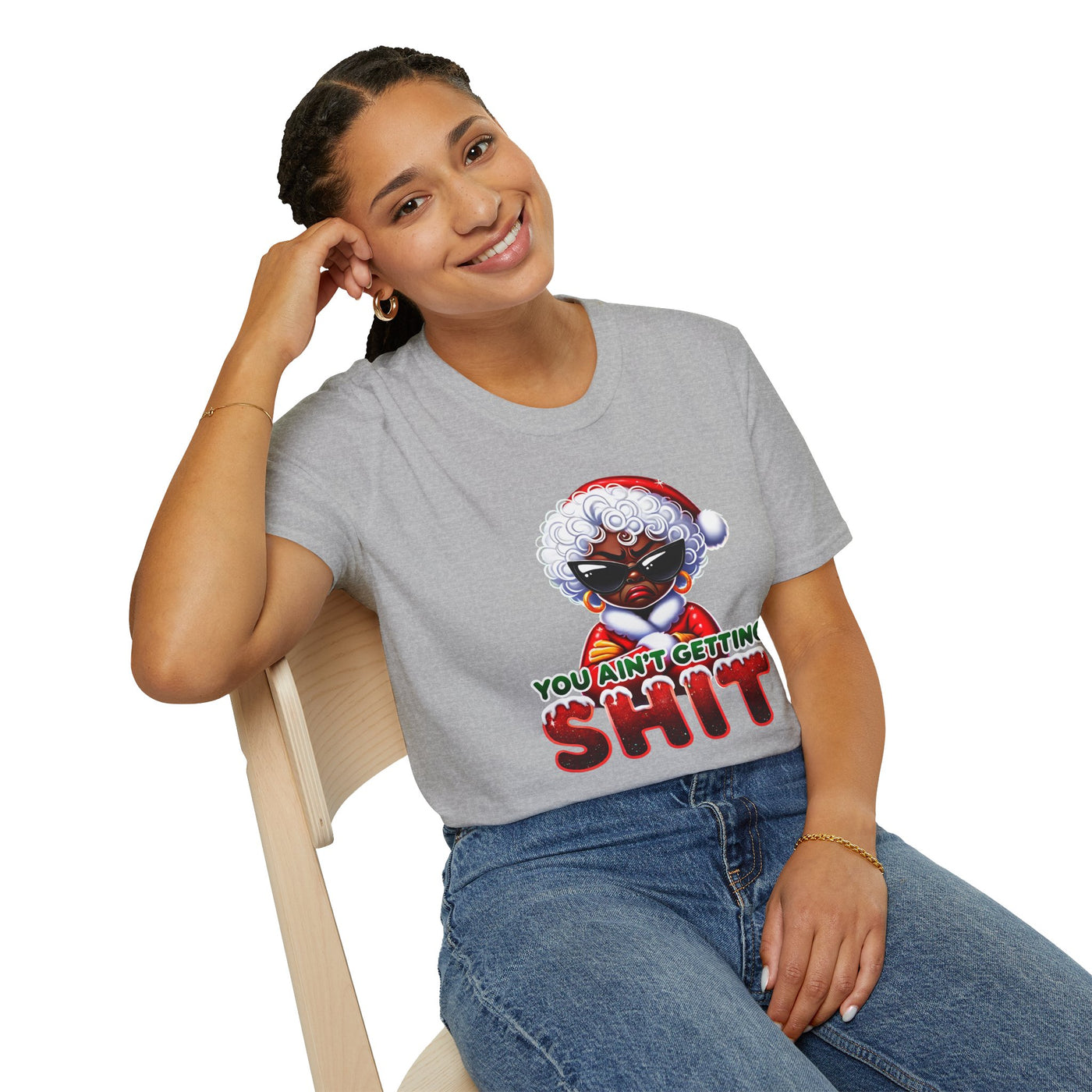 Funny Christmas T-Shirt for Women – Sassy Holiday Graphic Tee | “You Ain’t Getting Sh*t” Santa Shirt