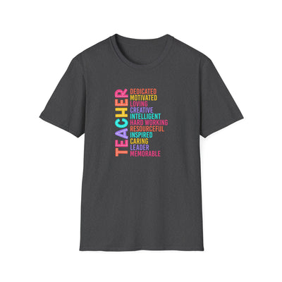 “TEACHER” Word Art Tee – Bold, Bright, and Built for Educators Who Inspire