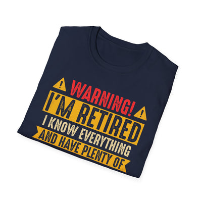 Funny Retirement T-Shirt – “Warning: I’m Retired” Unisex Tee | Retirement Gift for Him or Her