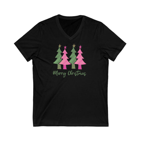 Christmas Spirit Unisex V-Neck Tee - Lightweight and Stylish