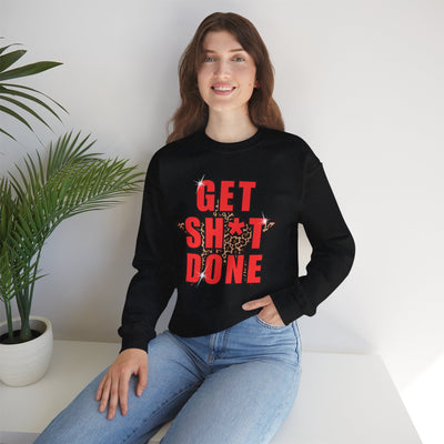 “Get Stuff Done” Motivational Graphic Sweatshirt | Bold Leopard Star Design