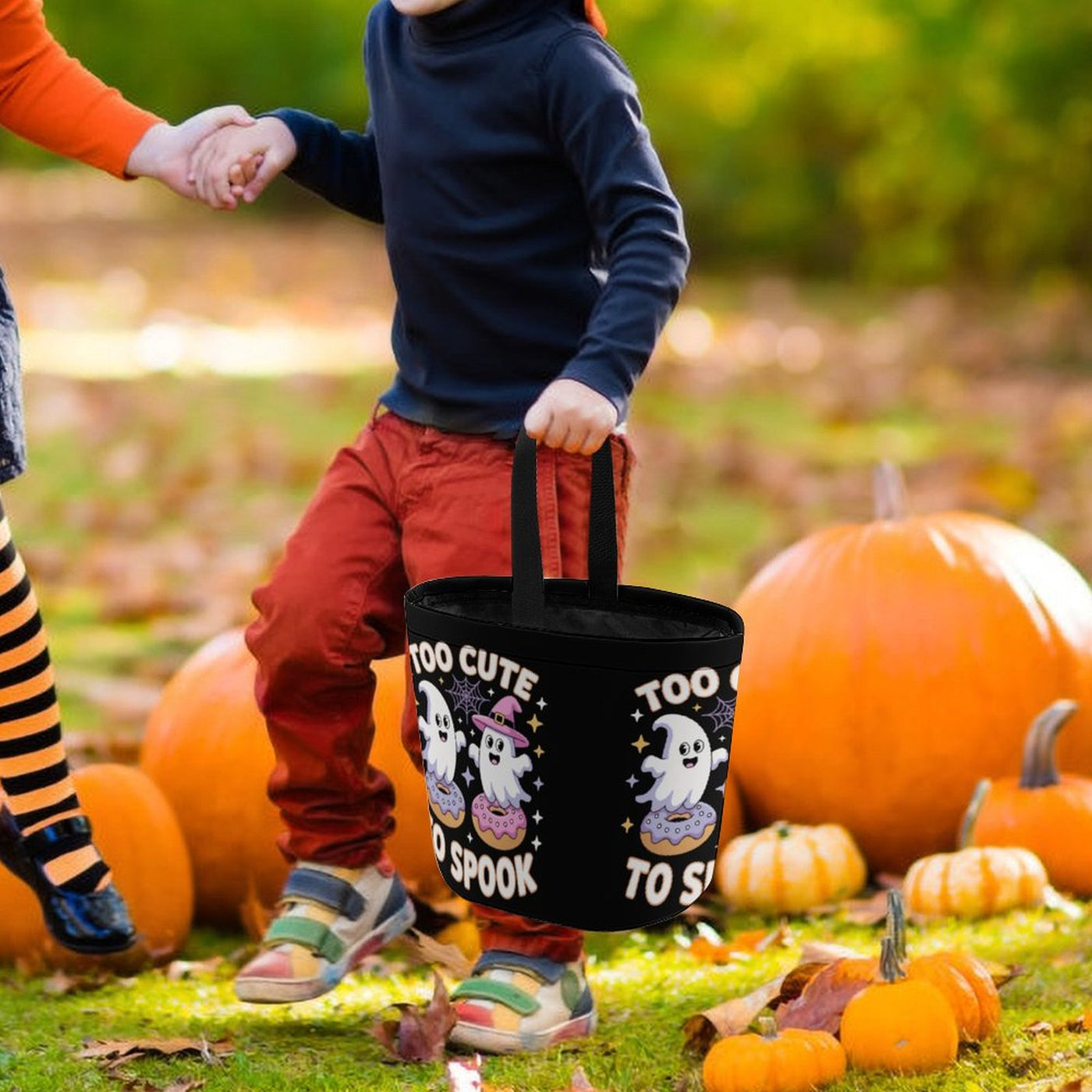 Kids Halloween Candy Bag – “Too Cute to Spook” Trick-or-Treat Tote