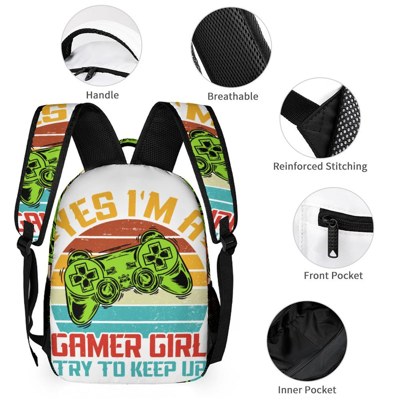 “Yes, I’m a Gamer Girl” Kids Backpack – Customizable & Perfect for School or Play! 🌈