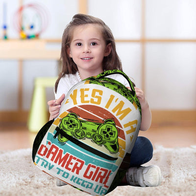 “Yes, I’m a Gamer Girl” Kids Backpack – Customizable & Perfect for School or Play! 🌈