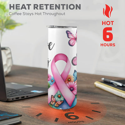 20 oz Breast Cancer Ribbon and Butterflies Tumbler