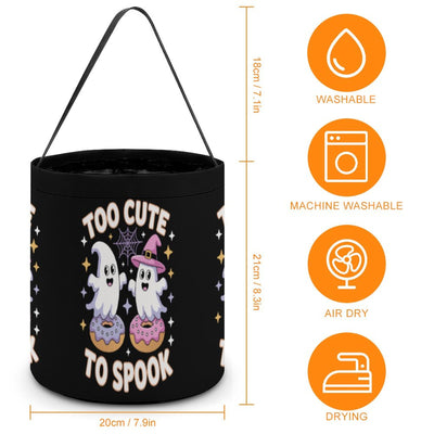 Kids Halloween Candy Bag – “Too Cute to Spook” Trick-or-Treat Tote