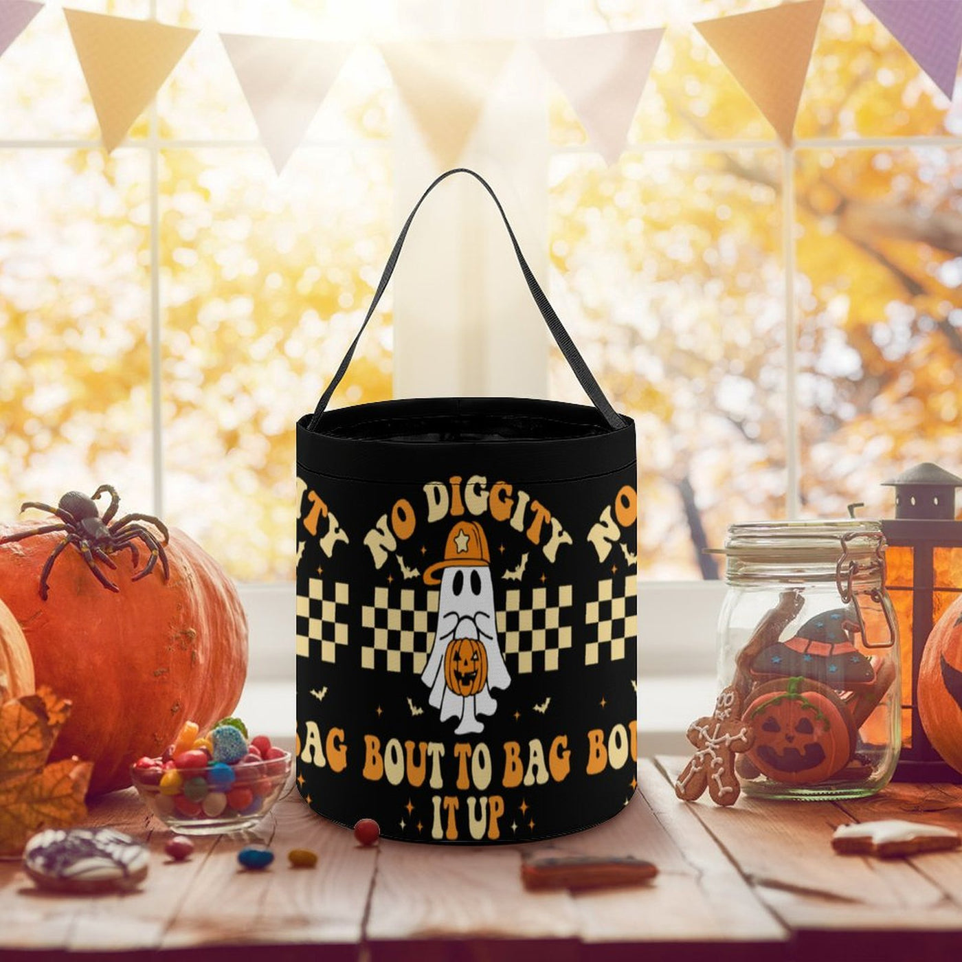 Kids Halloween Tote – “No Diggity, Bout to Bag It Up” Trick-or-Treat Candy Bag